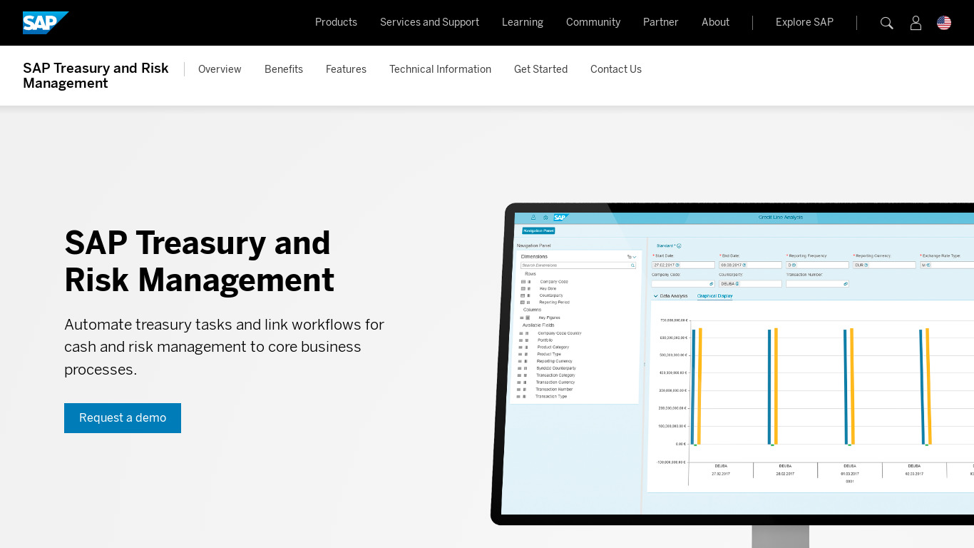 SAP Treasury and Risk Management Landing page