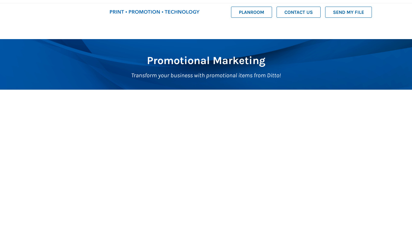 Ditto Promotional Products Landing page