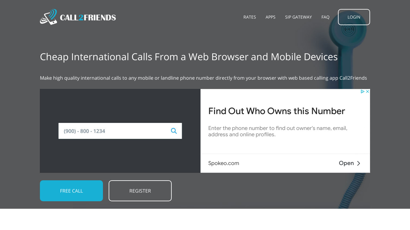 Call2friends Landing page