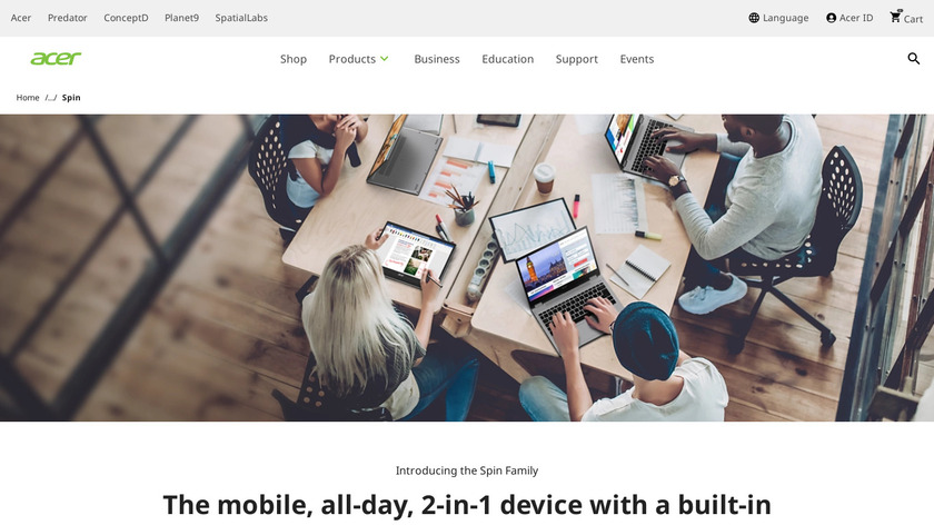 Acer Spin 1 Landing Page