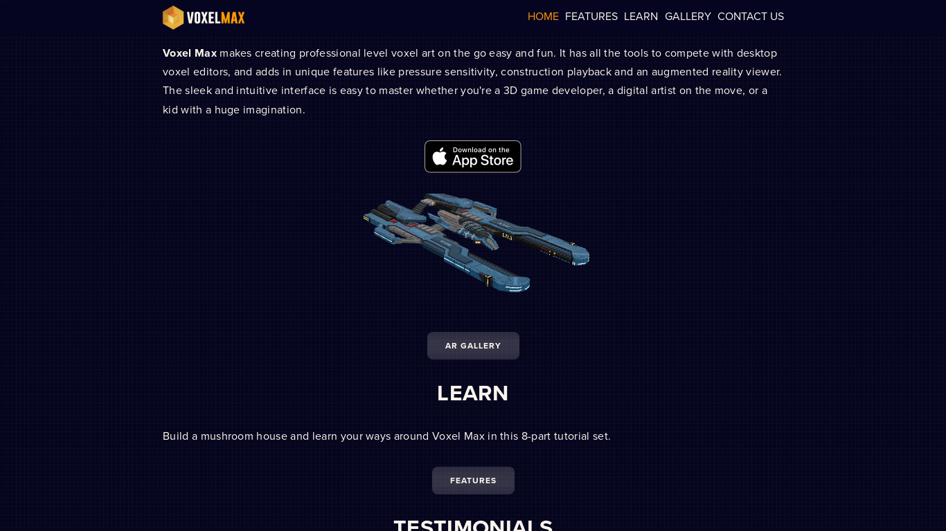 Voxel Max Landing page