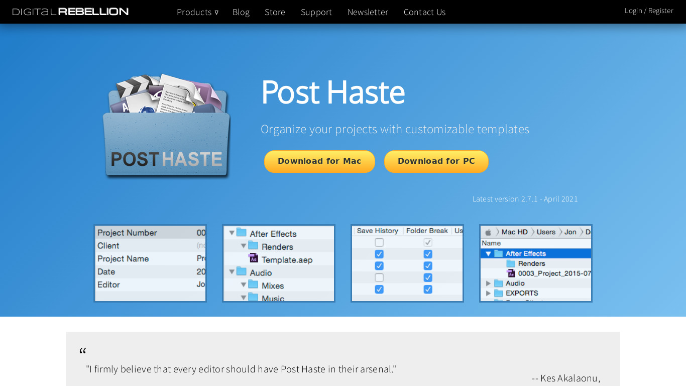 Post Haste Landing page