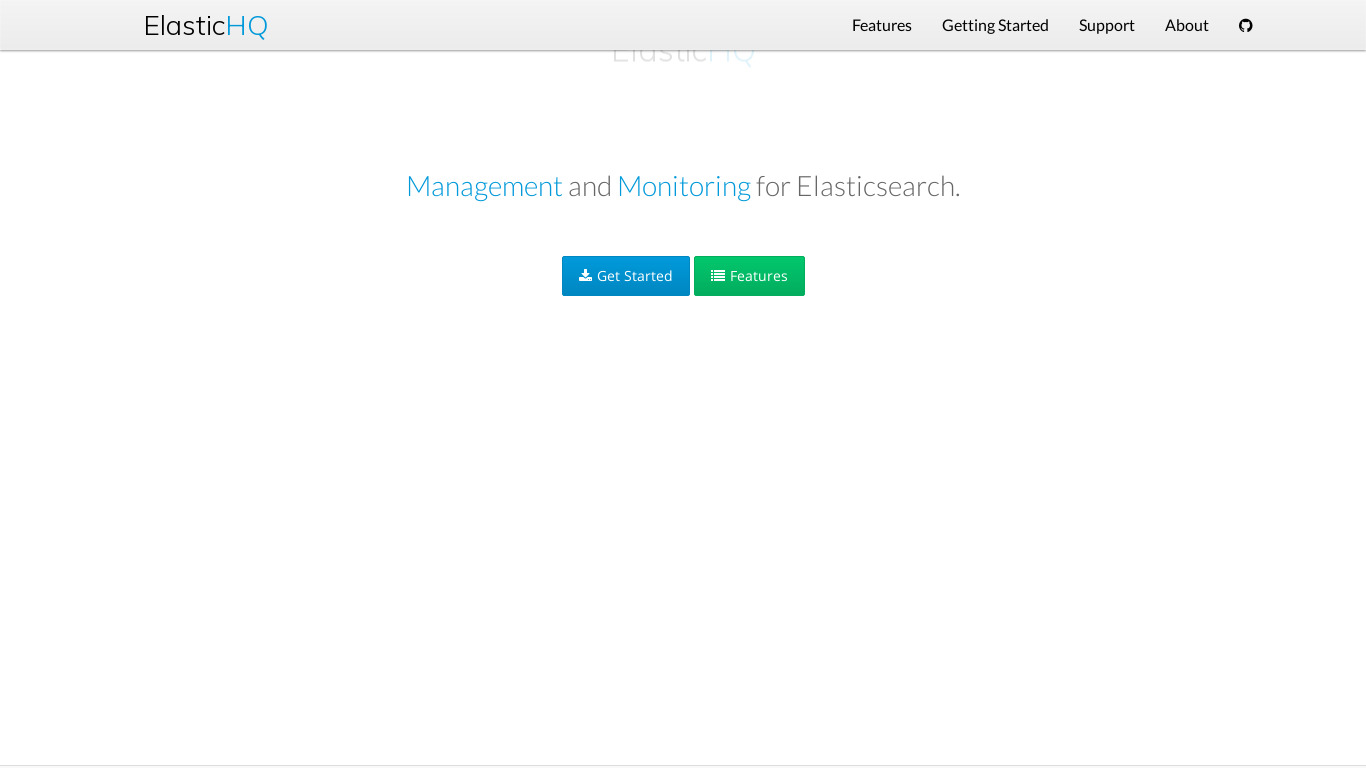 ElasticHQ Landing page