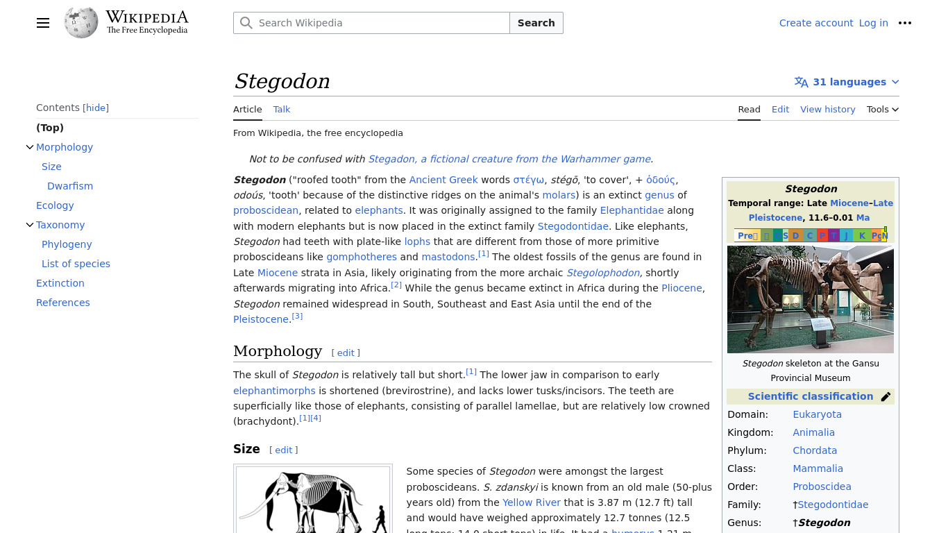 Stegodon Landing page