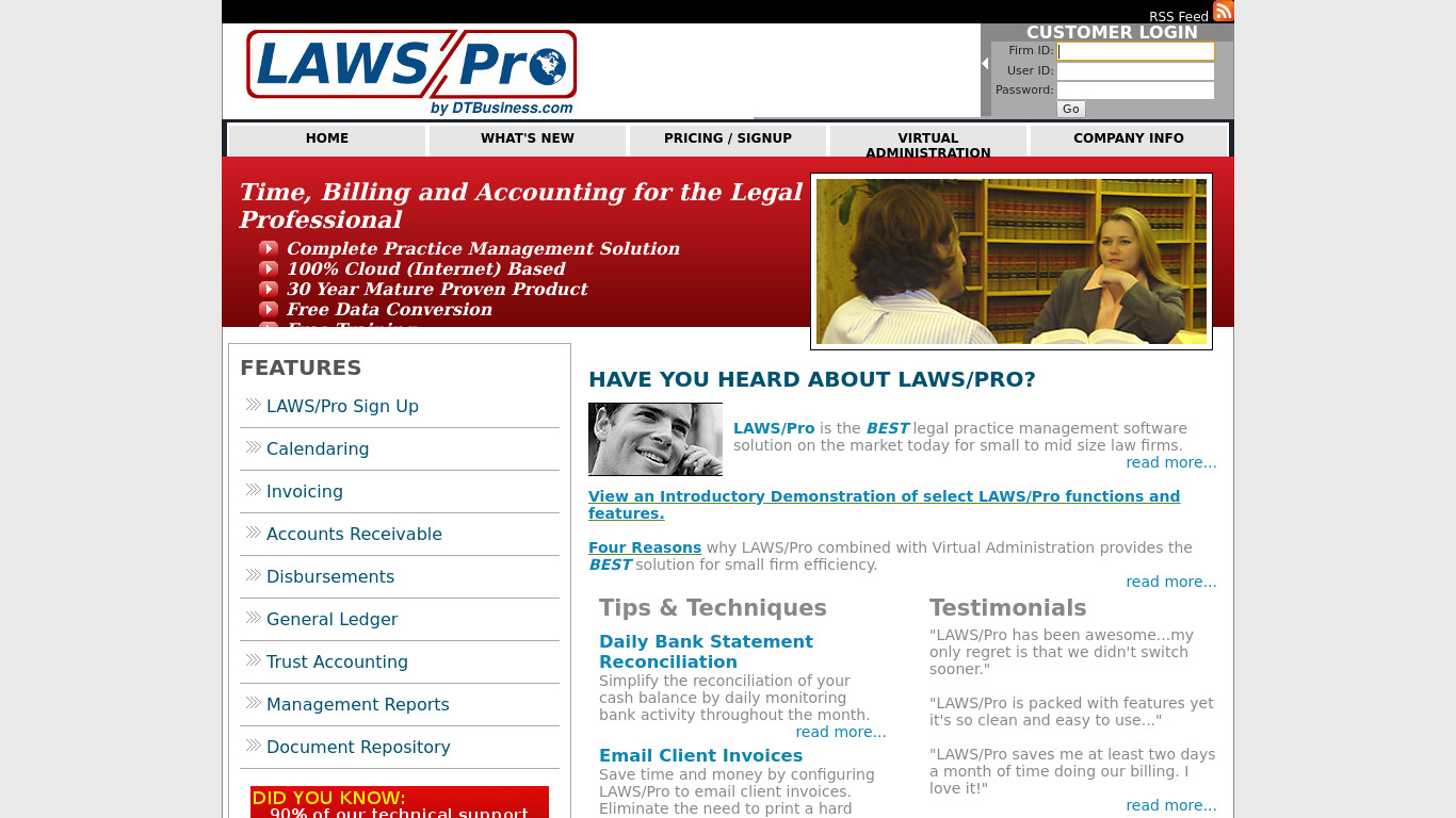 LAWS/Pro Landing page