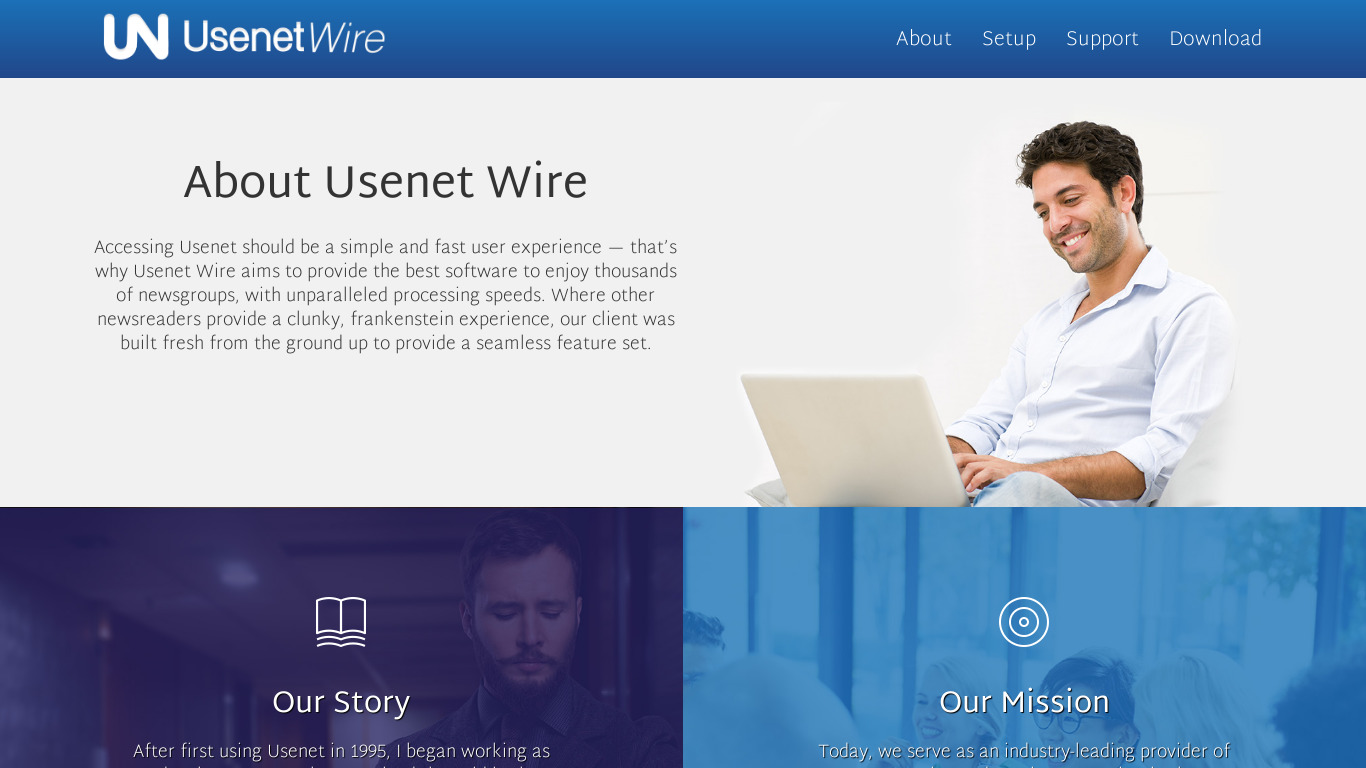 Usenet Wire Landing page