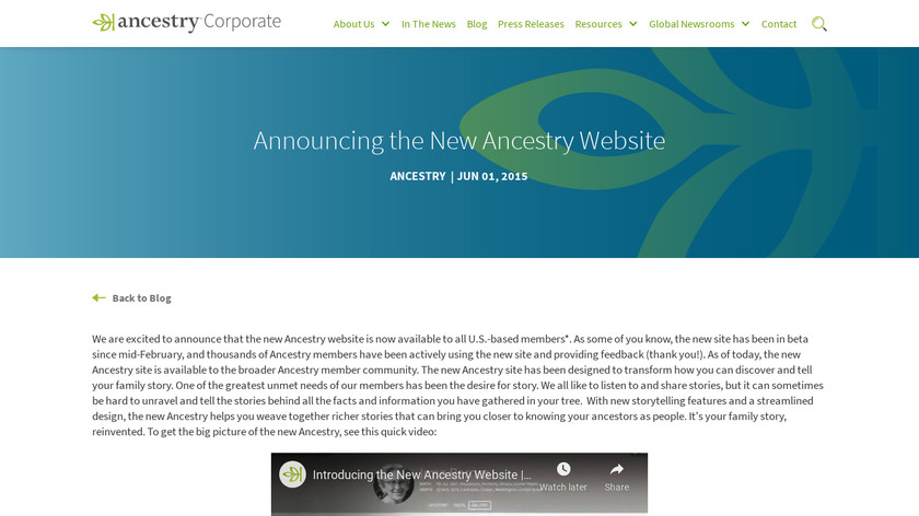 New Ancestry Website Landing Page