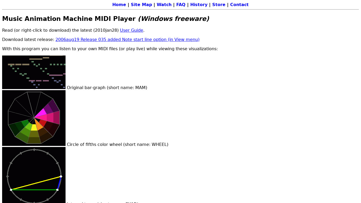Music Animation Machine MIDI Player Landing page