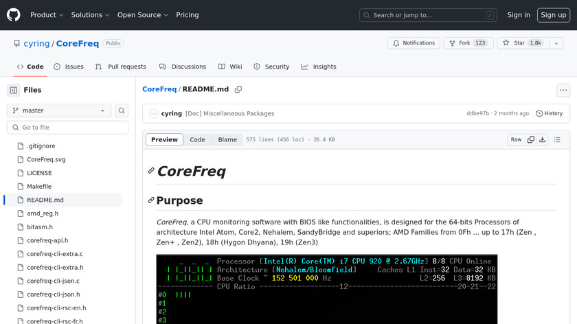 CoreFreq Landing Page