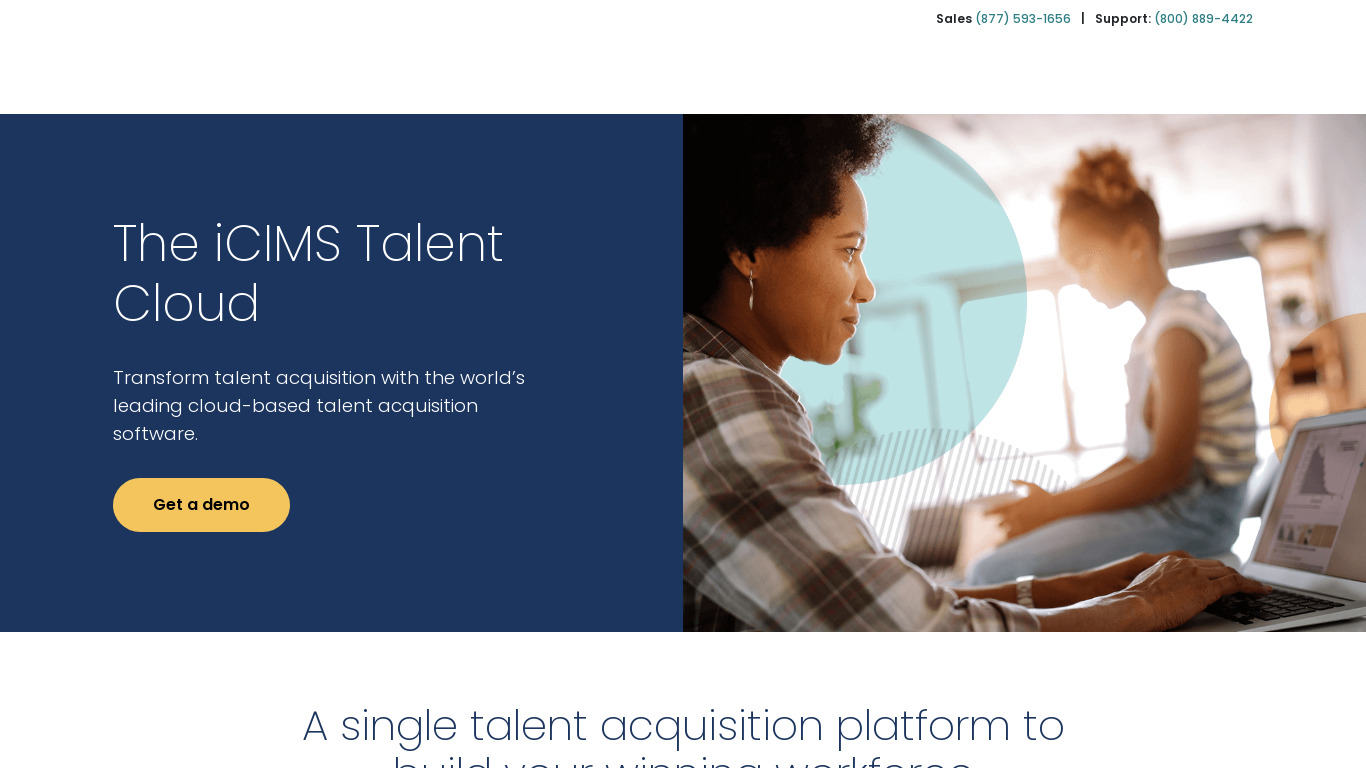iCIMS Talent Acquisition Platform Landing page