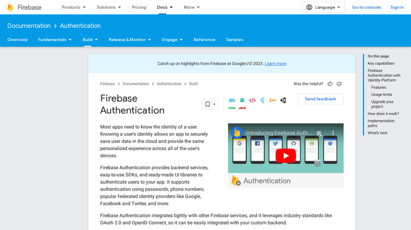 Firebase Authentication Landing Page