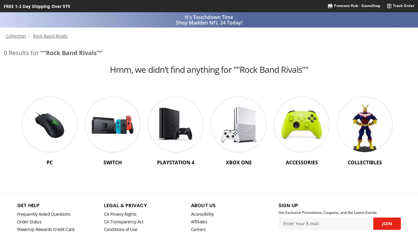Rock Band Rivals Landing page