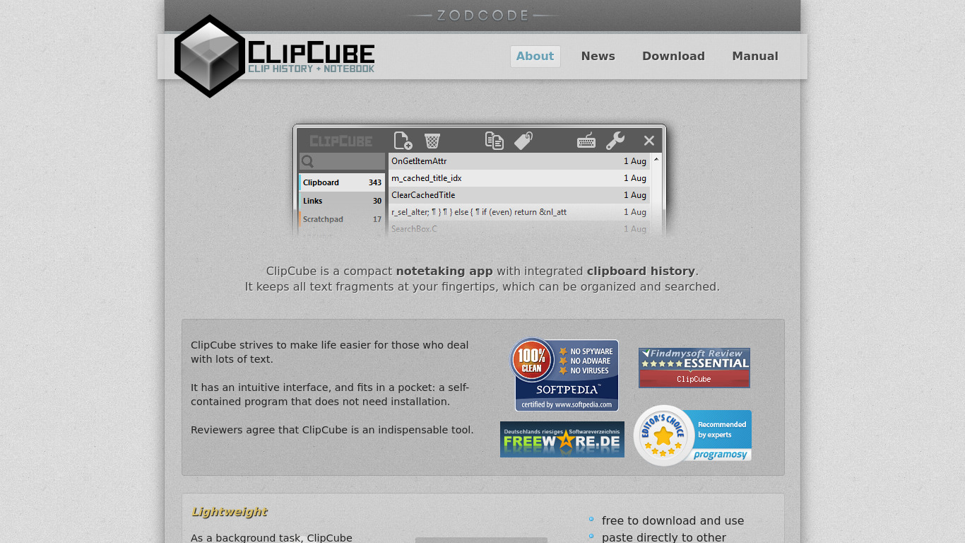 zodcode.com clipcube Landing page