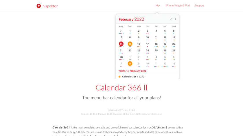 Calendar 366 II Landing Page