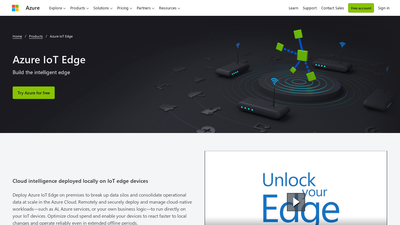 Azure IoT Edge Landing page