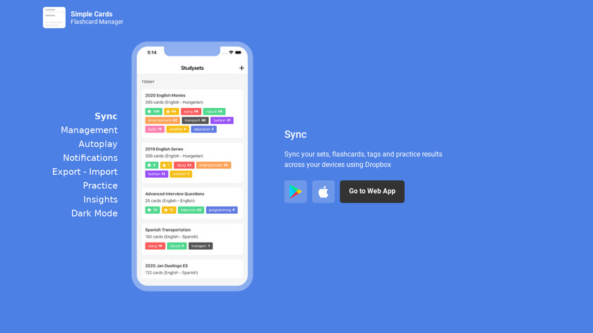 simplecards.app Simple Cards Landing Page