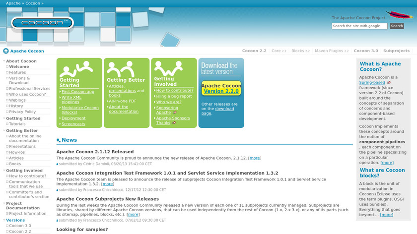 Apache Cocoon Landing Page