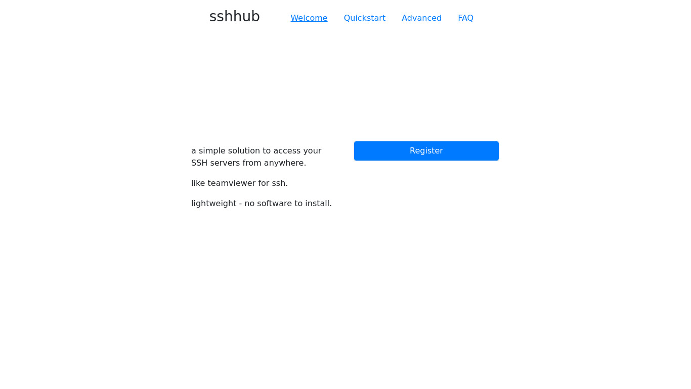SSHHub.de Landing page