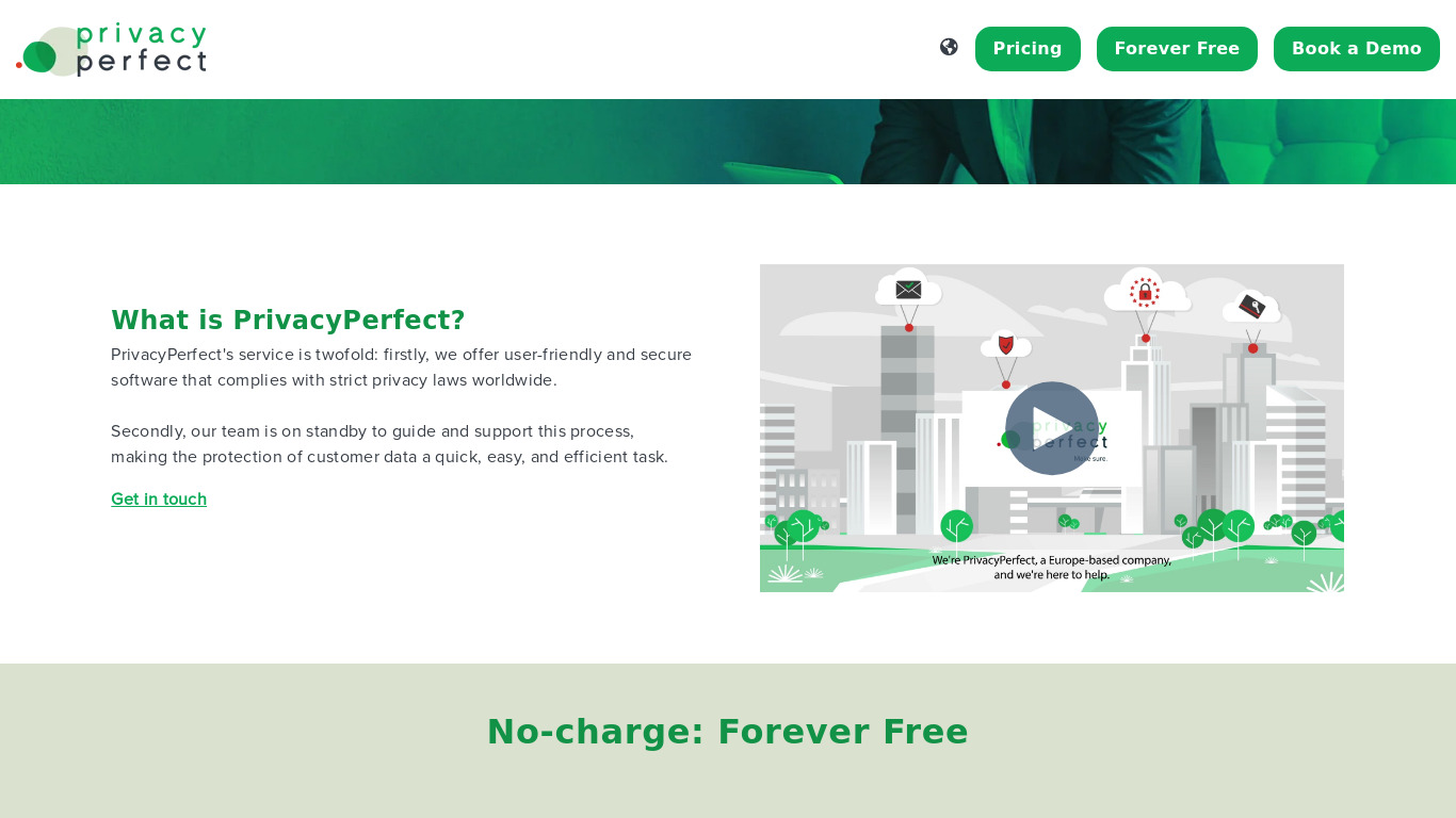PrivacyPerfect Landing page