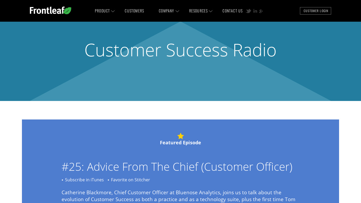 Customer Success Radio Landing page