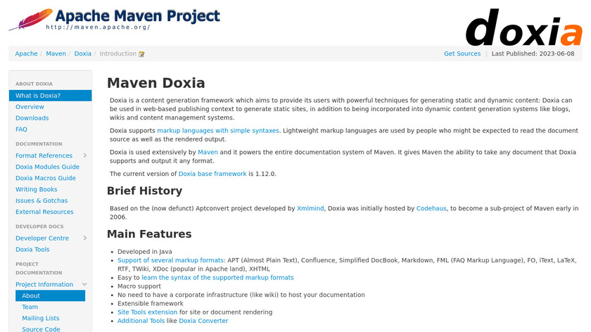 Apache Maven Doxia Landing Page