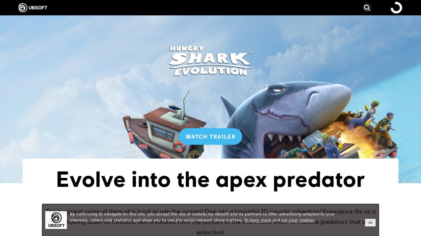 Hungry Shark Evolution Landing page
