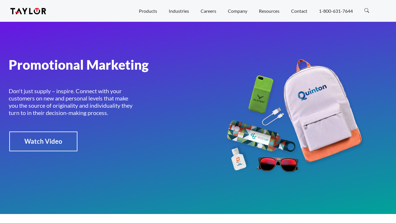 Curtis1000 Promotional Products Landing page