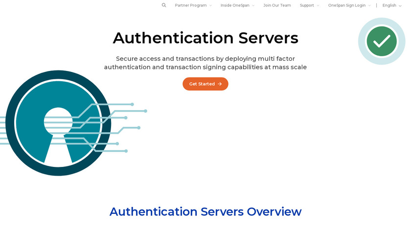 OneSpan Authentication Server Landing Page