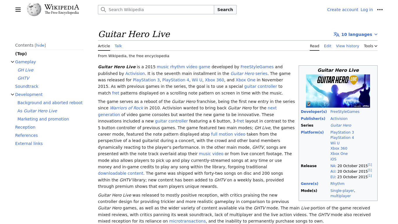 Guitar Hero Live Landing page