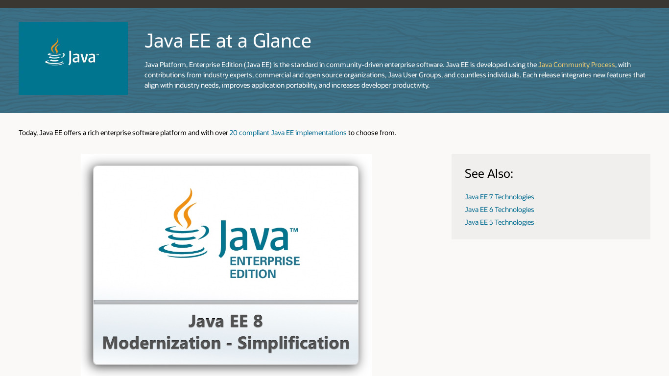 Java EE Landing page