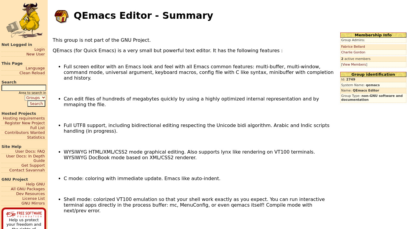 qemacs (for quick emacs) Landing page