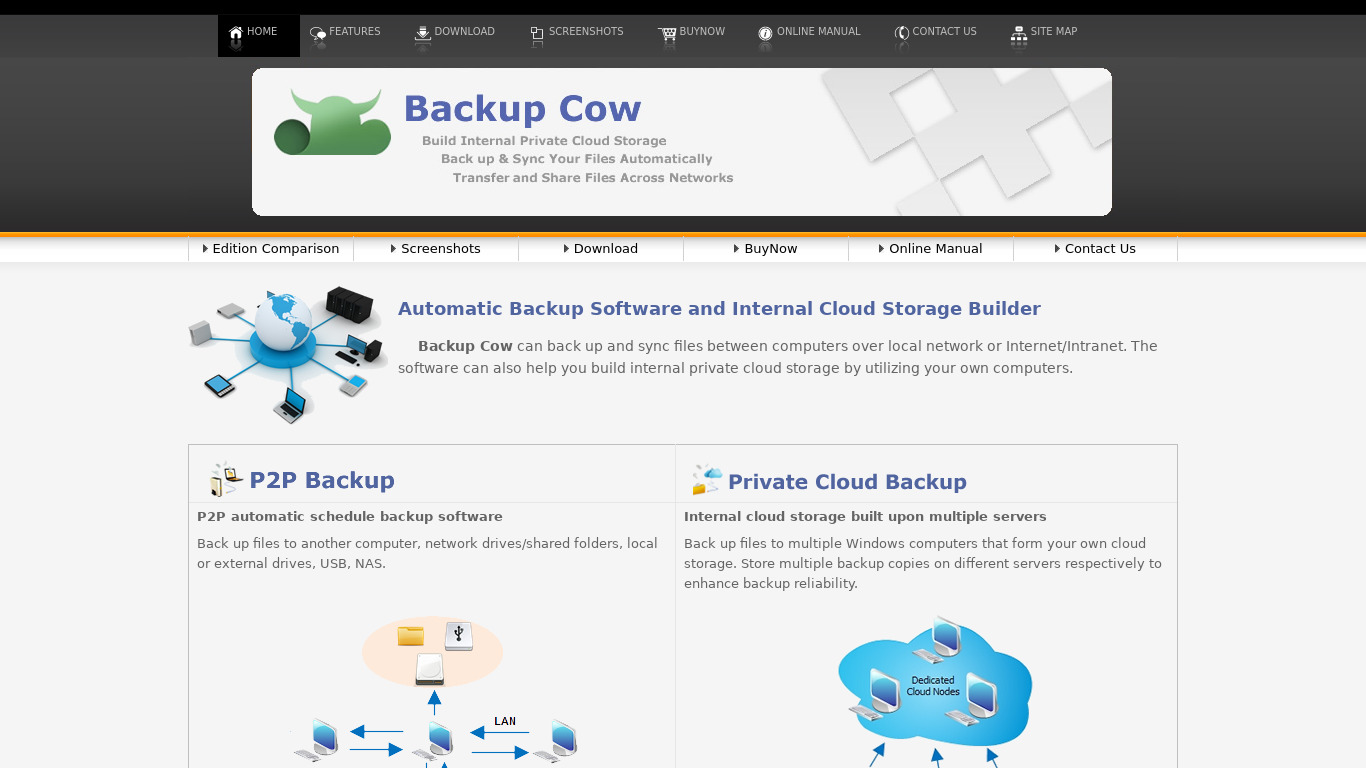 Backup Cow Landing page