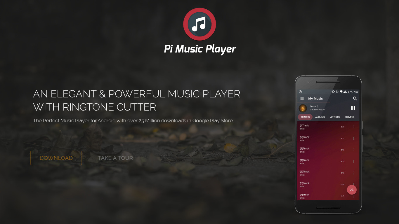 Pi Music Player Landing page