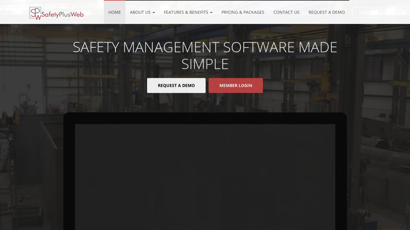 SafetyPlusWeb Landing page