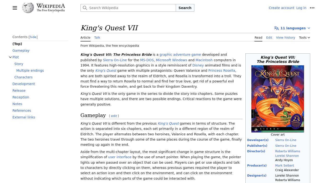 Kings Quest 7 Landing page