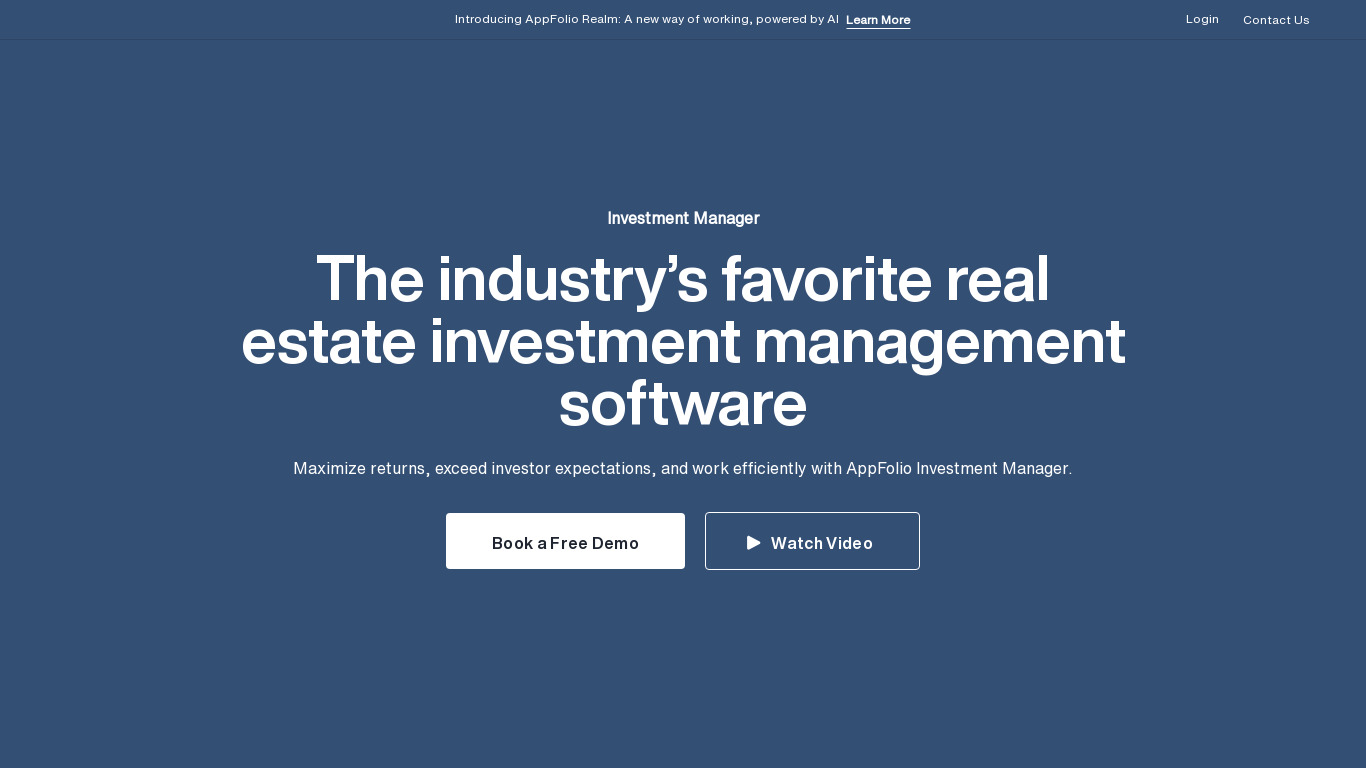 AppFolio Investment Management Landing page