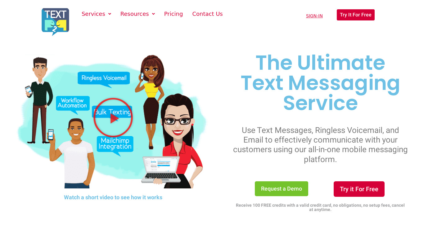 Text P2P Landing page