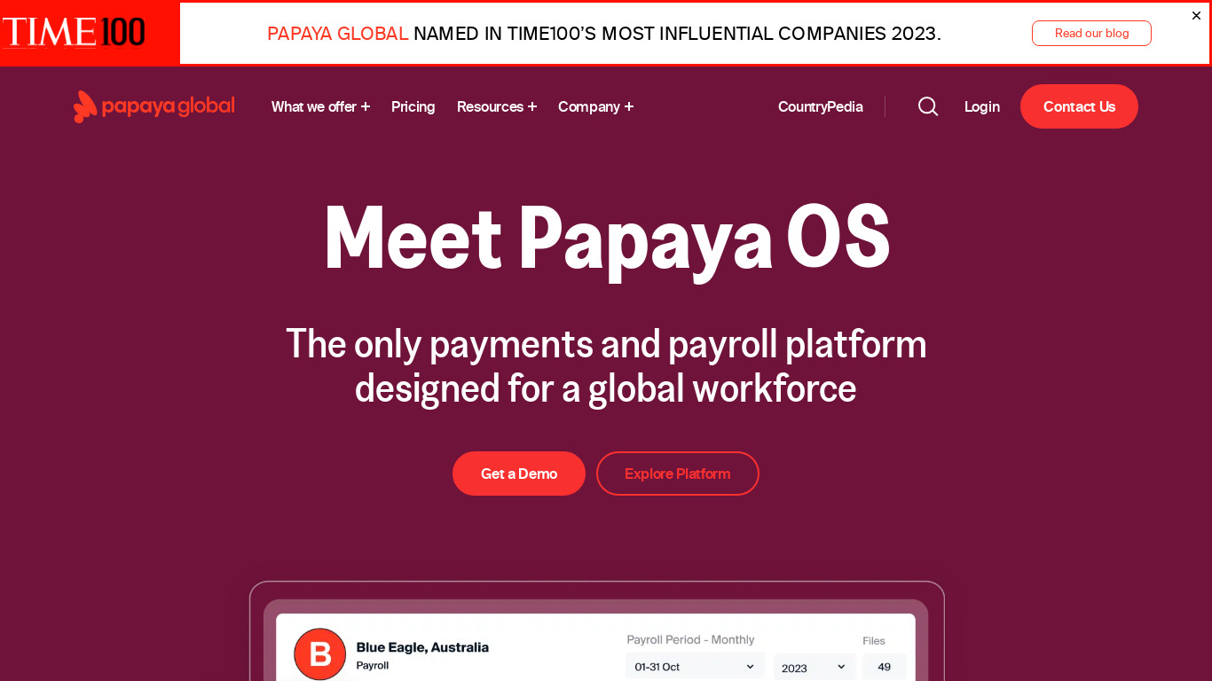 Papaya Global Landing page