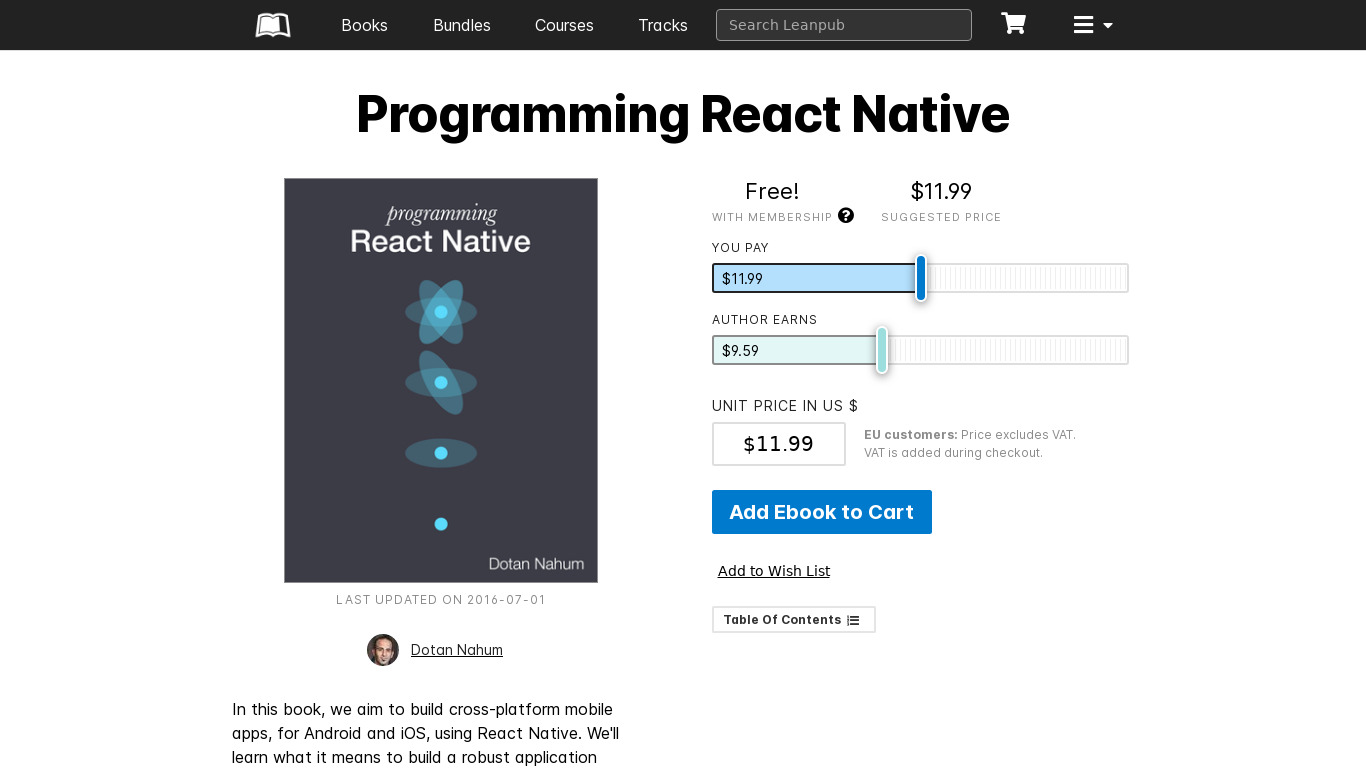 Programming React Native Landing page