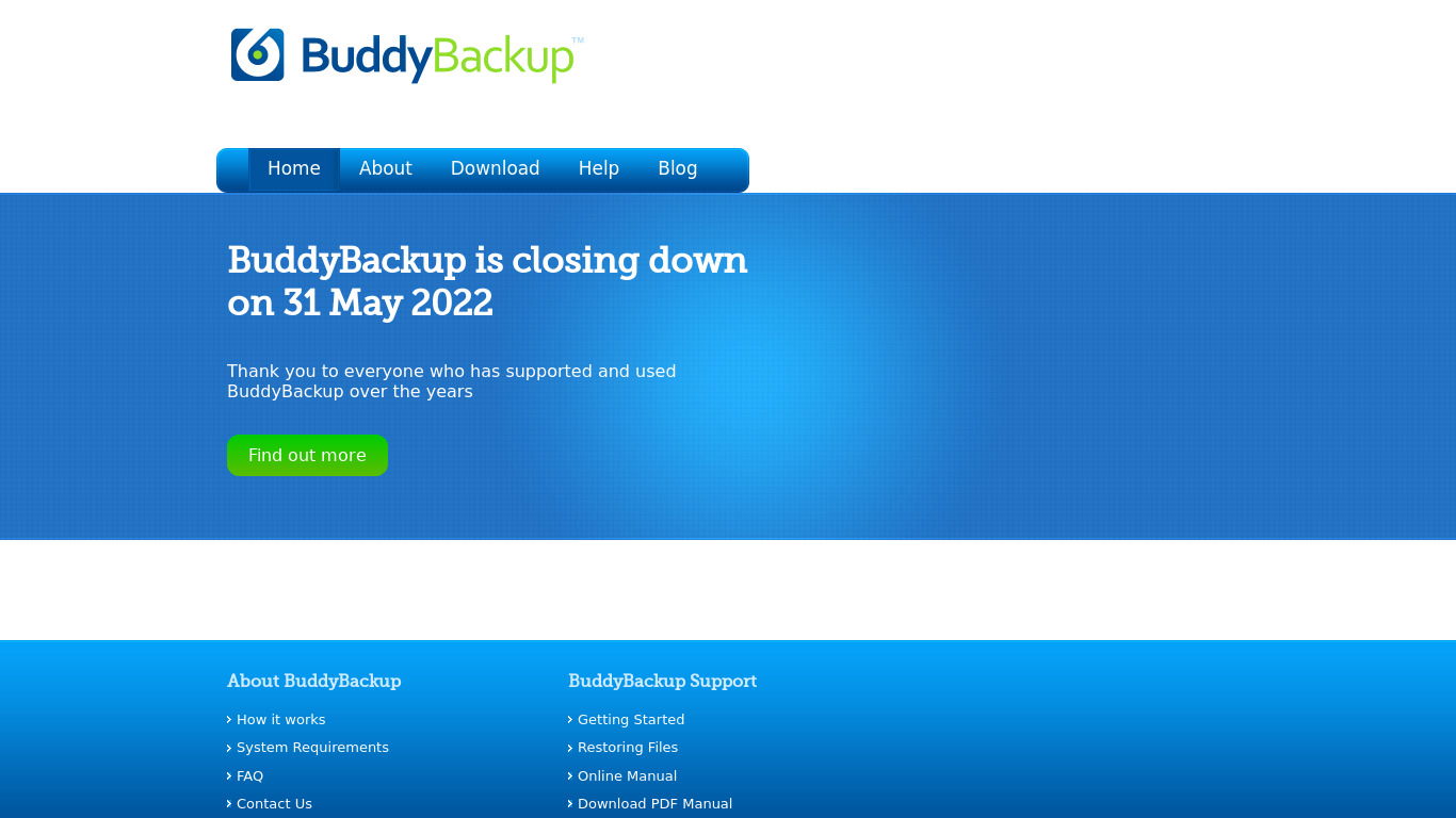 Buddy Backup Landing page