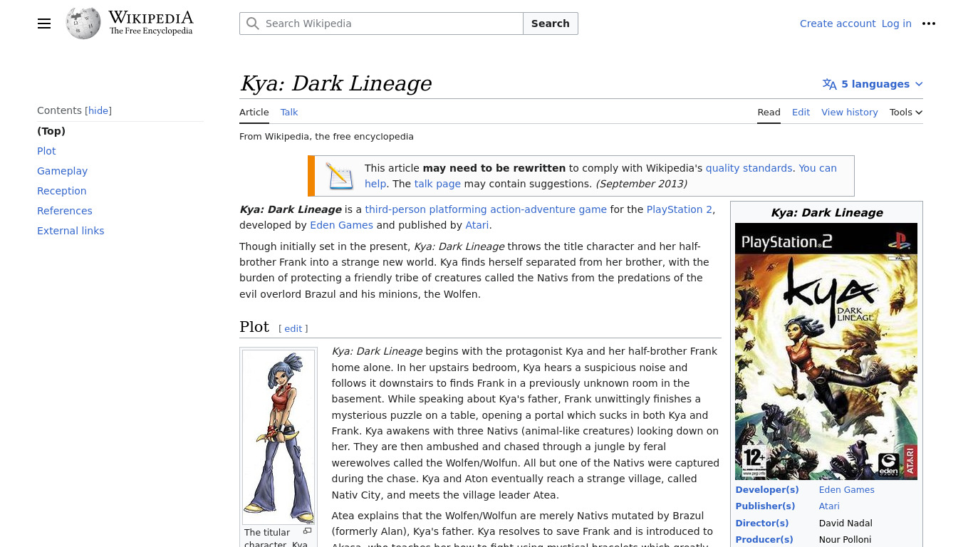 Kya: Dark Lineage Landing page