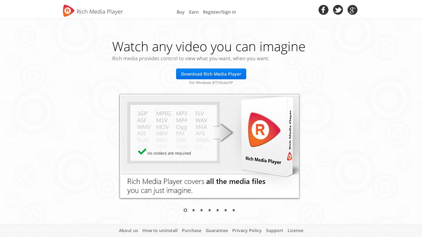Rich Media Player Landing page