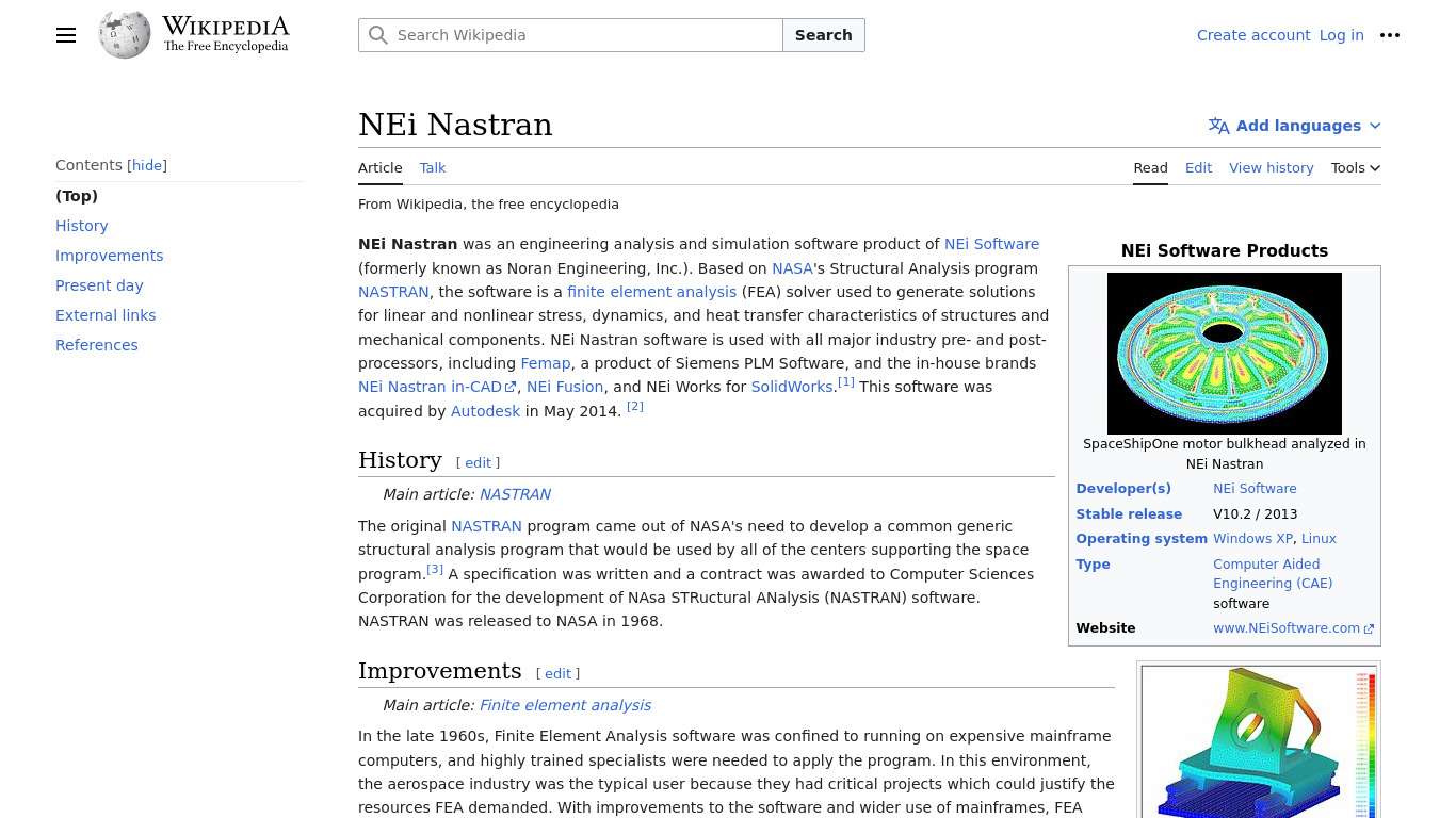NEi Nastran Landing page