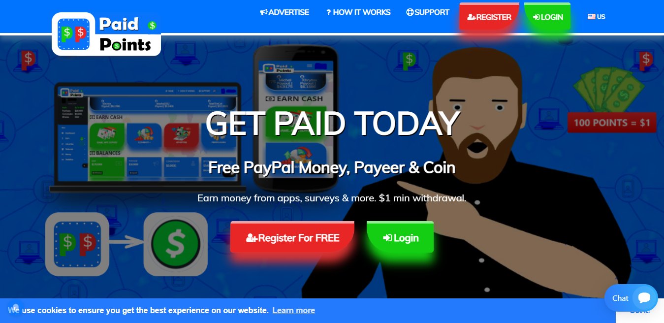 PaidPoints Landing page