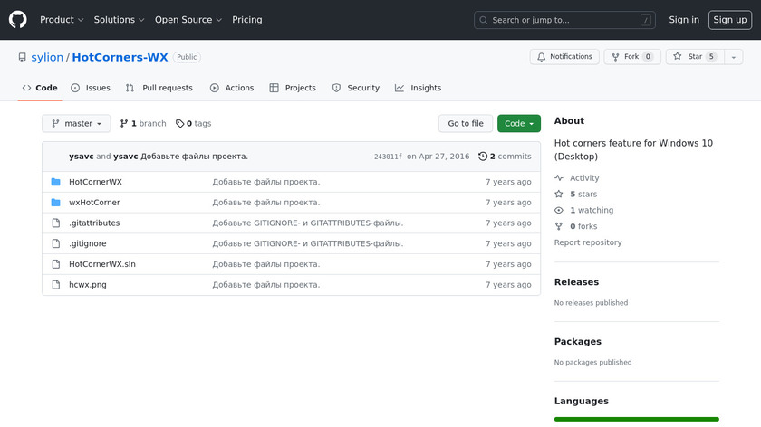 HotCornersWX Landing Page