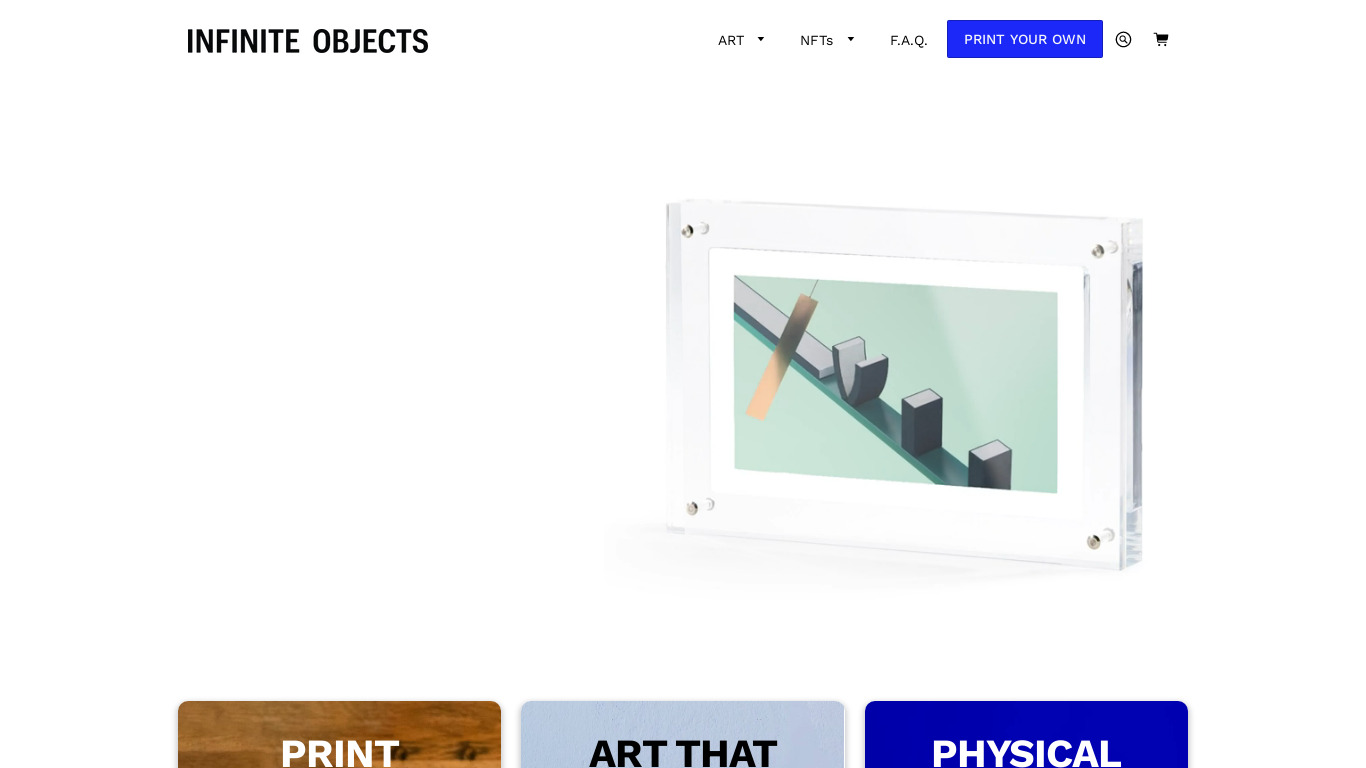 Infinite Objects Creator Tool Landing page