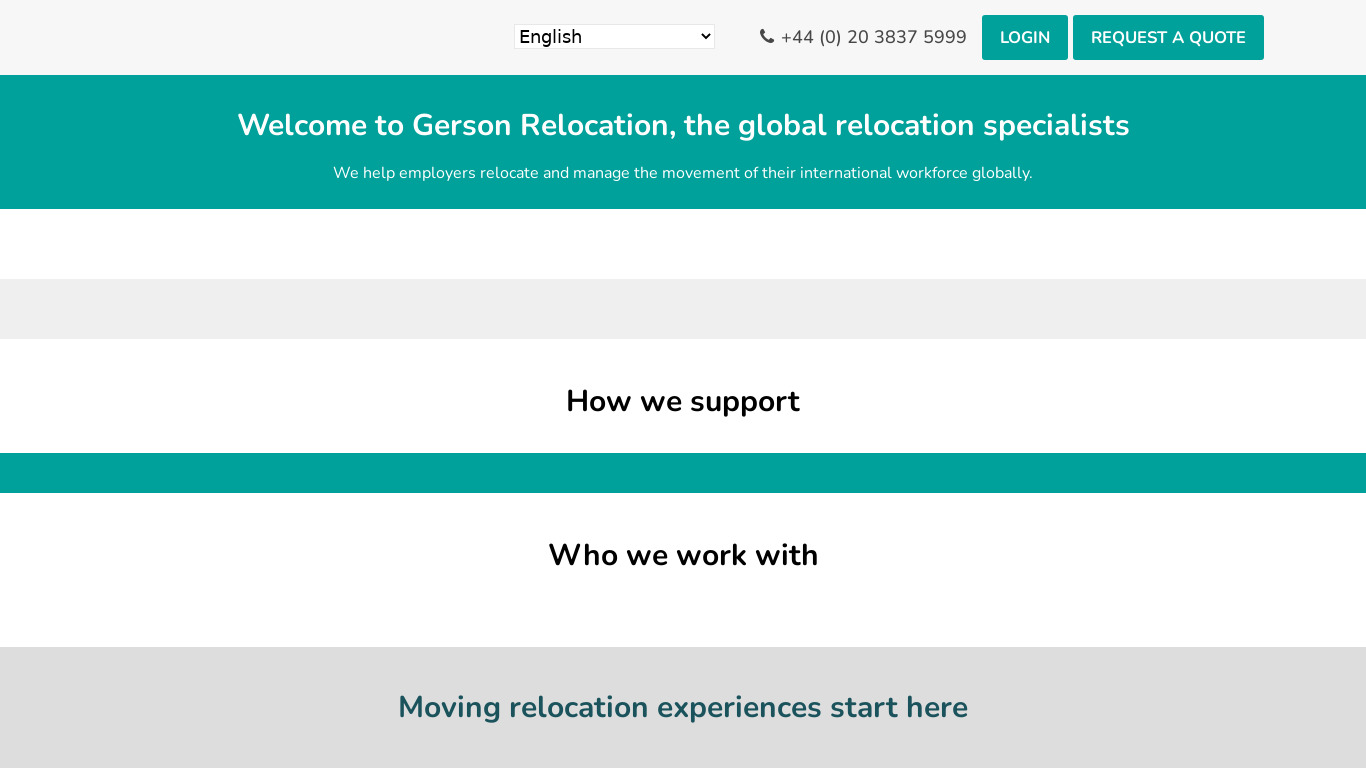 Gerson Relocation Landing page