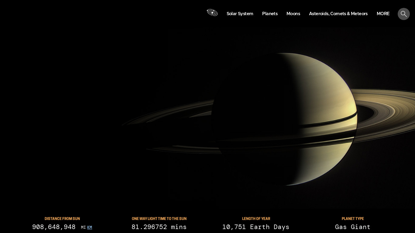 Saturn Landing page