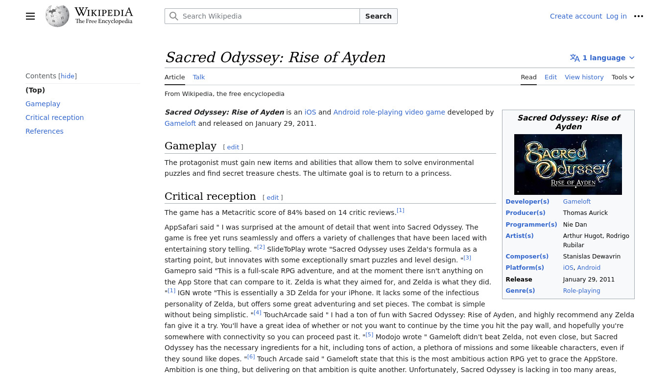 Sacred Odyssey: Rise of Ayden Landing page