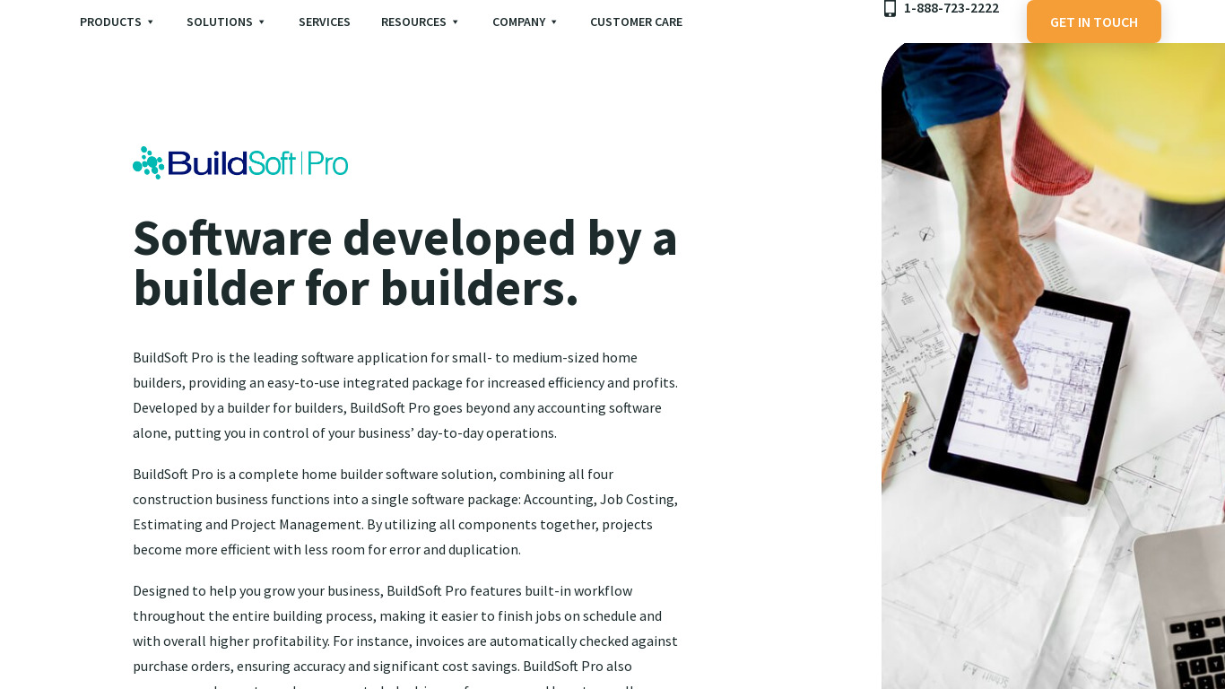 BuildSoft Pro Landing page